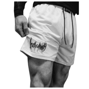 Mens Embroidery Bodybuilding Mesh shorts DIVINE WHITE.png